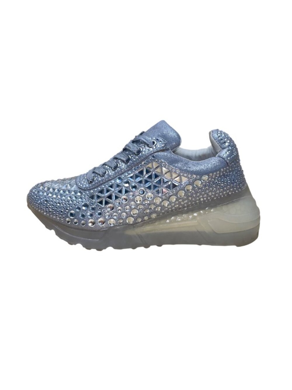 Steve Madden Women’s Silver Sparkle Rhinestone Embellished Carissa Sneakers 7.5M - Picture 5 of 10